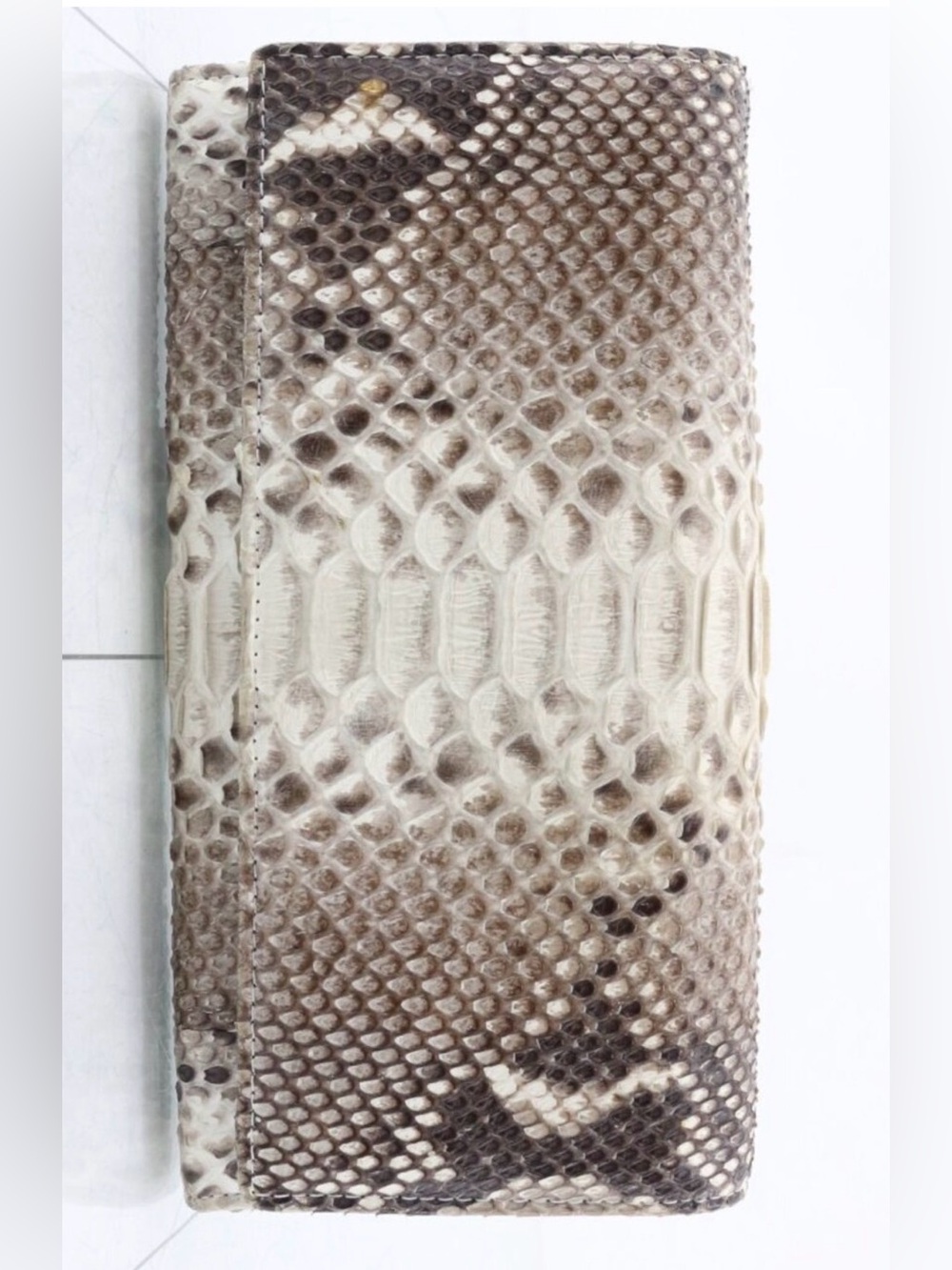 *Vintage Handmade* Python Snakeskin Fold-Over Snap Clutch Wallet